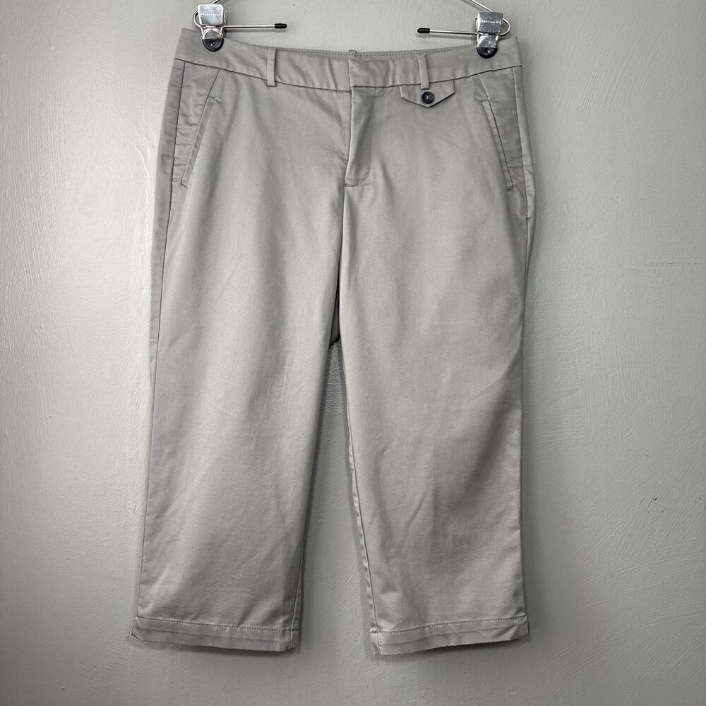 Dockers Capris Pants Women Size 10 Gray Preppy Business Casual Chinos Minimalist